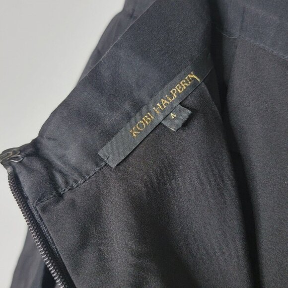 Kobi Halperin Ashlee Black Silk Blend Embroidered Pleated Circle Skirt Size 4‎ - Picture 5 of 6